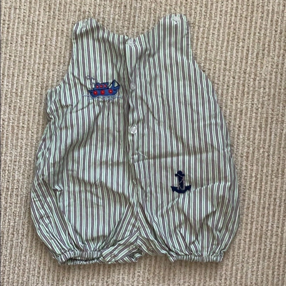 3m romper with tow boat appliqué